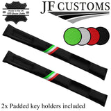 ITALIAN STRIPE LEATHER 2X CAR KEY HOLDER PROTECTOR FOR FIAT 124 SPIDER 16-20