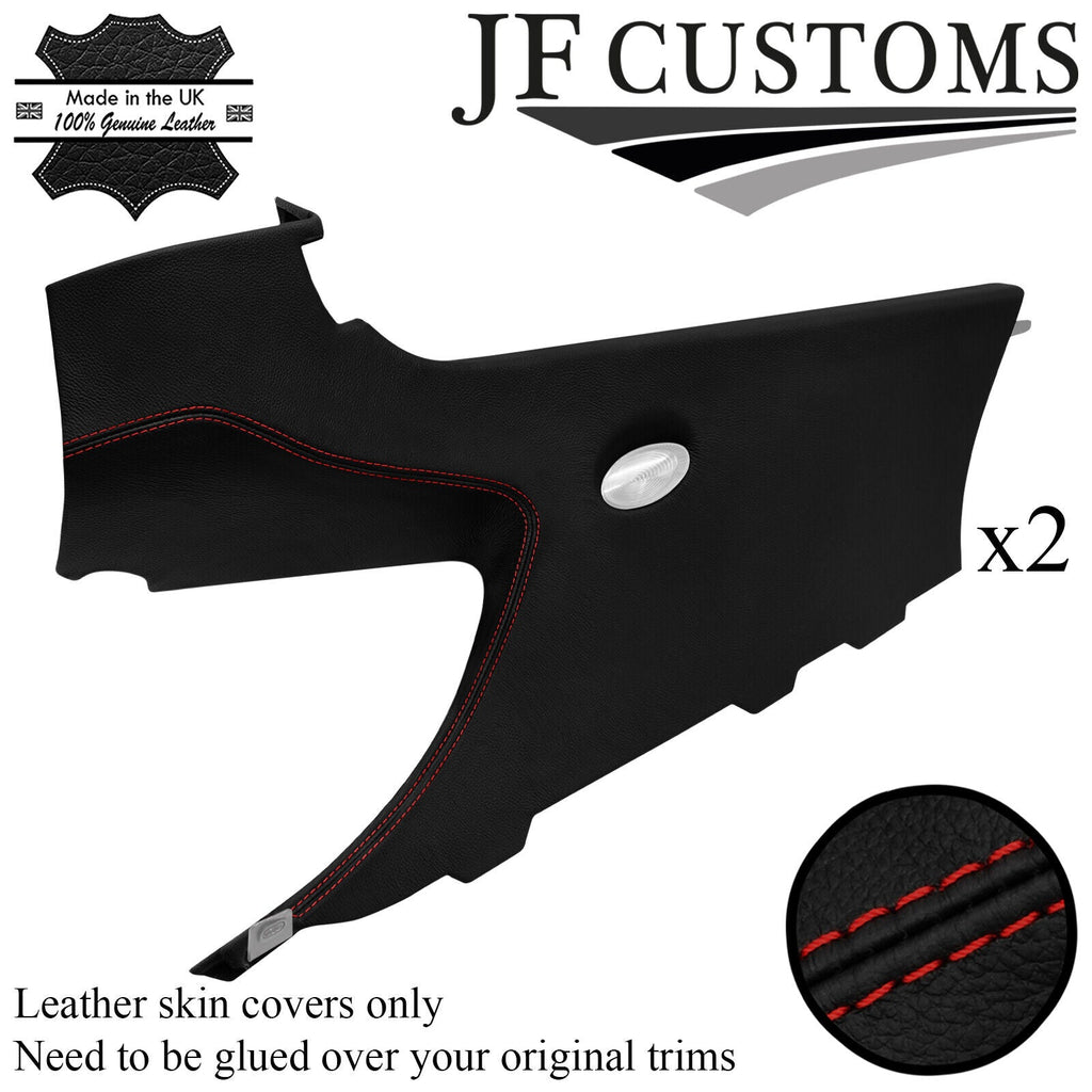 D RED STITCH ITALIAN LEATHER 2X C PILLAR COVER FOR PORSCHE CAYMAN 987 05-12