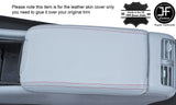 RED STITCH LIGHT GREY LEATHER ARMREST COVER FITS MERCEDES C CLASS W203 01-07