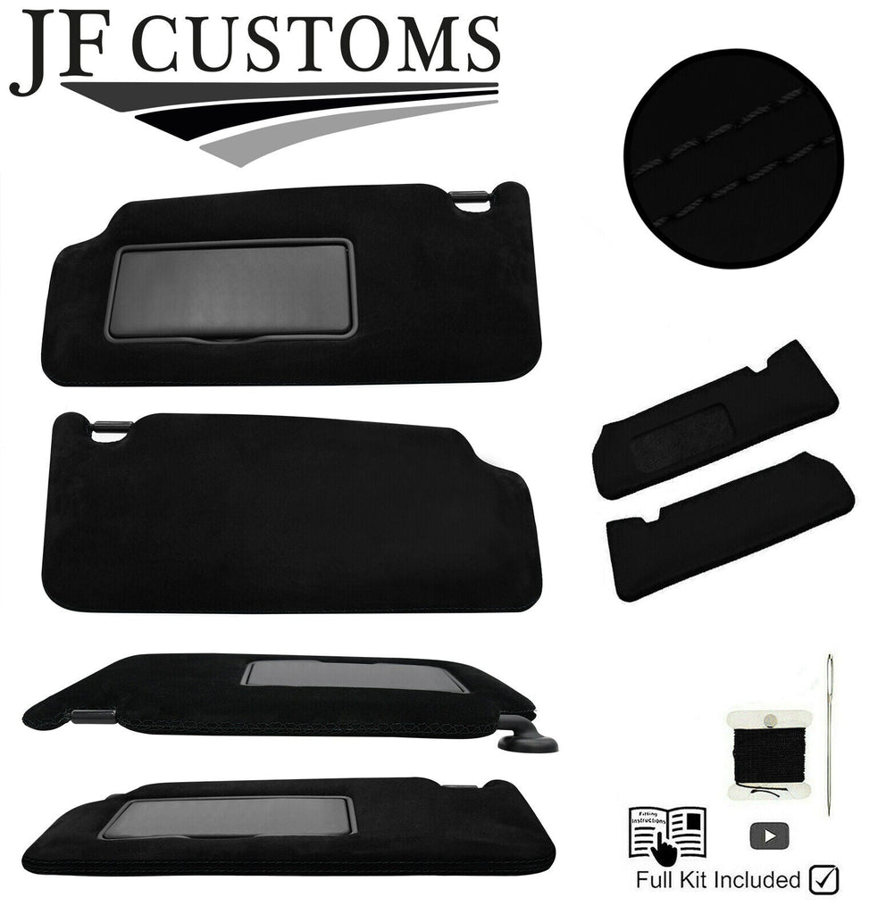 BLACK CROSS STITCH SUEDE 2X SUN VISOR COVERS FITS HONDA CIVIC MK10 X 2015-2020