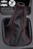 RED DOUBLE STITCHING MANUAL LEATHER GEAR GAITER FITS SUBARU IMPREZA 1998-2000