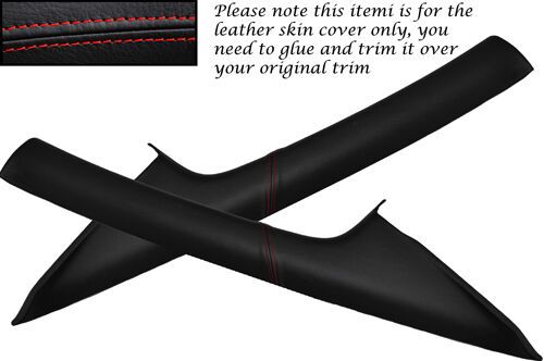 RED STITCH FITS FORD FOCUS MK2 2005-2011 2X WINDSCREEN PILLAR LEATHER COVER ONLY