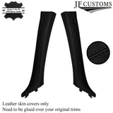 BLACK STITCH ITALIAN LEATHER PILLAR KIT COVERS FOR BMW 3 SERIES E90 05-12 SALOON