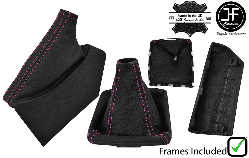 PINK STITCH LTHR GEAR+HANDBRAKE GAITER+FRAME FOR SUBARU IMPREZA WRX STI 08-14