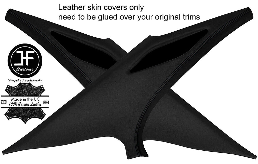 BLACK STITCH 2X REAR C PILLAR LEATHER COVERS FITS BMW 5 SERIES E39 95-03 SALOON