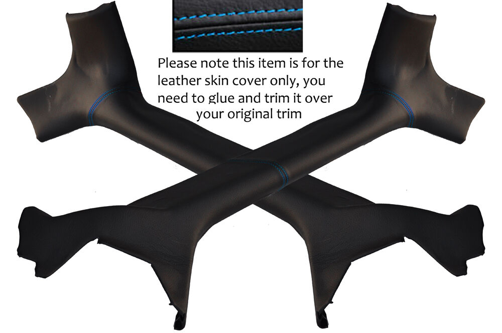 BLUE STITCHING 2X WINDSCREEN PILLAR SKIN COVERS FITS VW T4 TRANSPORTER CAMPER