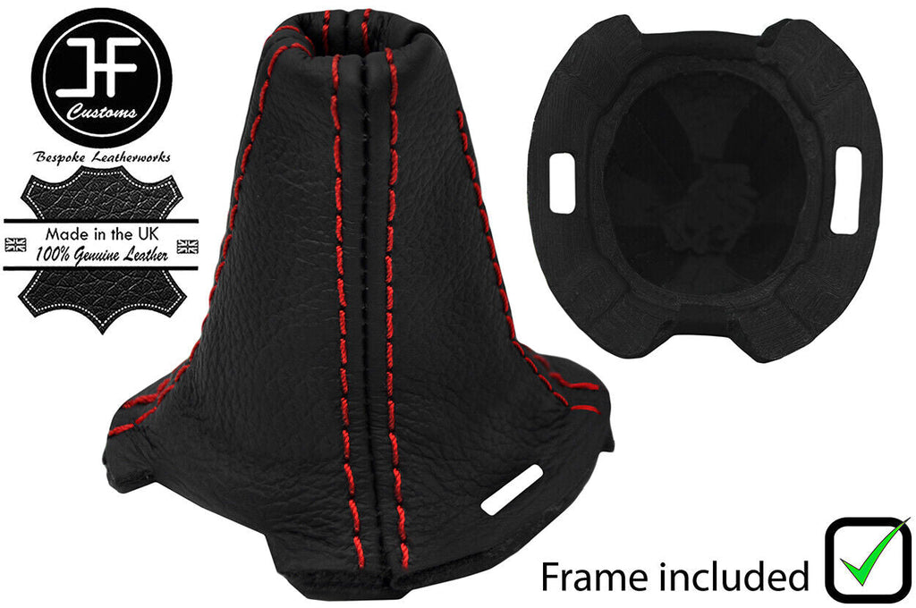 RED  STITCH LEATHER SEMI AUTOMATIC GEAR GAITER + FRAME FOR SMART FORFOUR 04-07