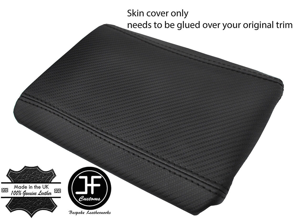 BLACK STITCHING CARBON FIBER VINYL ARMREST LID COVER FITS HONDA S2000 1999-2003