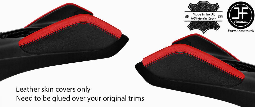 BLACK&RED DOUBLE STITCH 2X KNEE PAD LEATHER COVERS FOR CHEVROLET CAMARO 16-20
