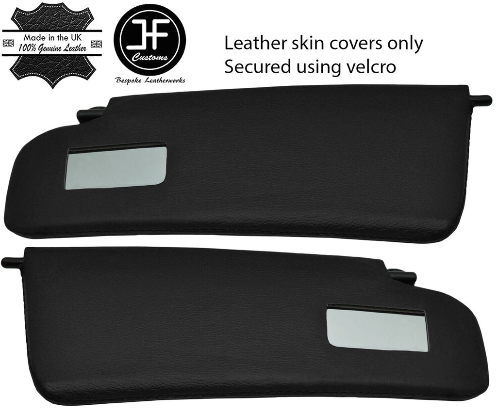 BLACK REAL LEATHER 2X SUN VISORS COVERS FITS HONDA S2000 1999-2009 STYLE 2