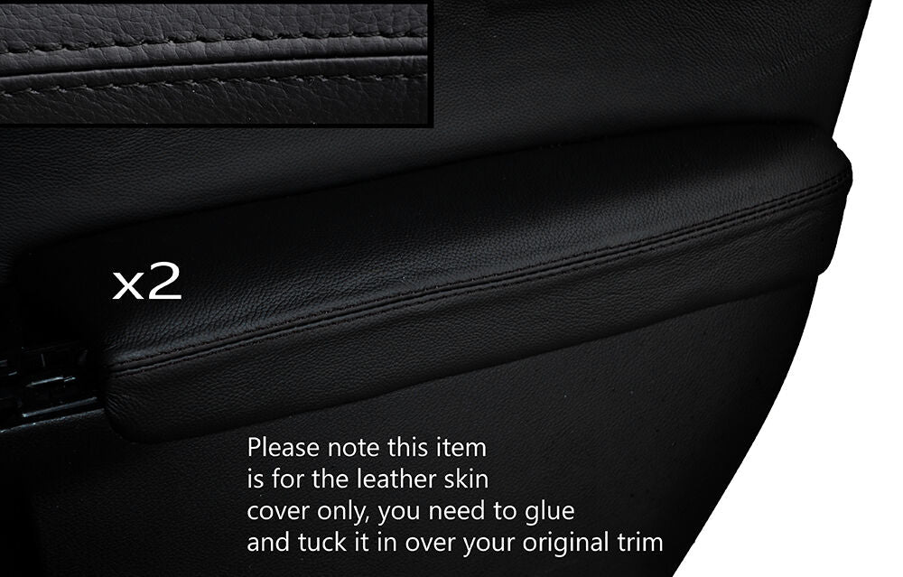 BLACK STITCH 2X FRONT DOOR ARMREST SKIN COVERS FITS LEXUS CT 200H 2010-2015