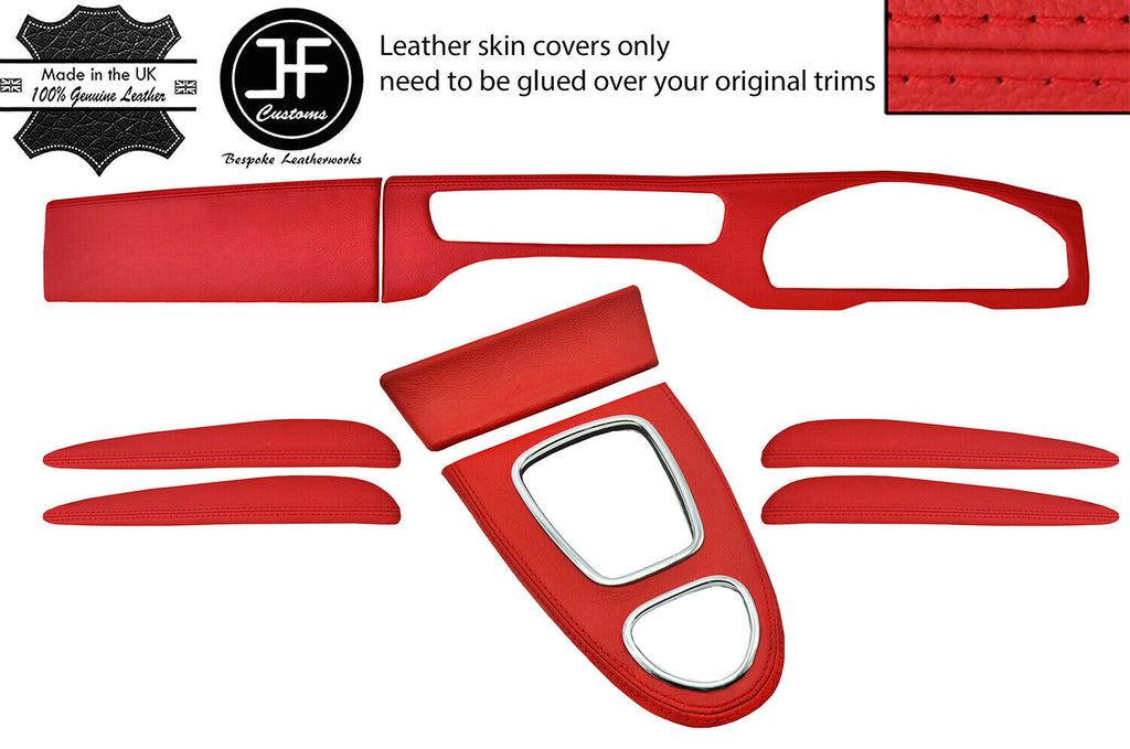 RED REAL LEATHER 8 PIECE INTERIOR KIT COVERS FOR JAGUAR S-TYPE 1999-2008