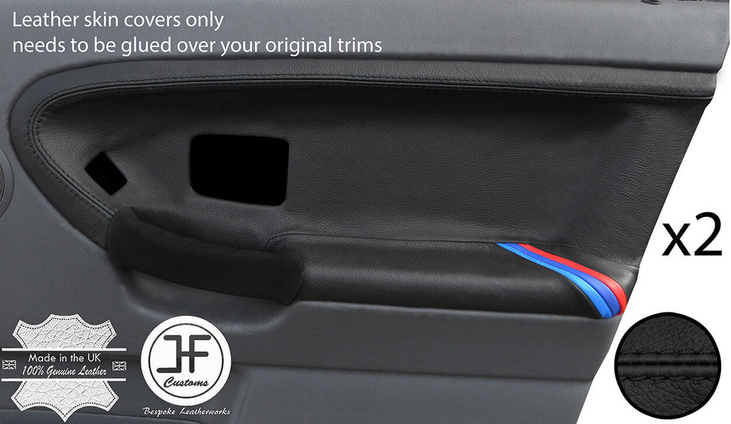 BLACK STITCH TRI STRIPE 2X FRONT DOOR CARD COVERS FOR BMW E36 TOURING STYLE2