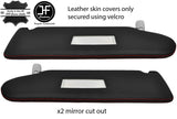 RED STITCH 2X SUN VISOR LEATHER COVER FOR VW T6 TRANSPORTER 2 MIRROR CUTOUT