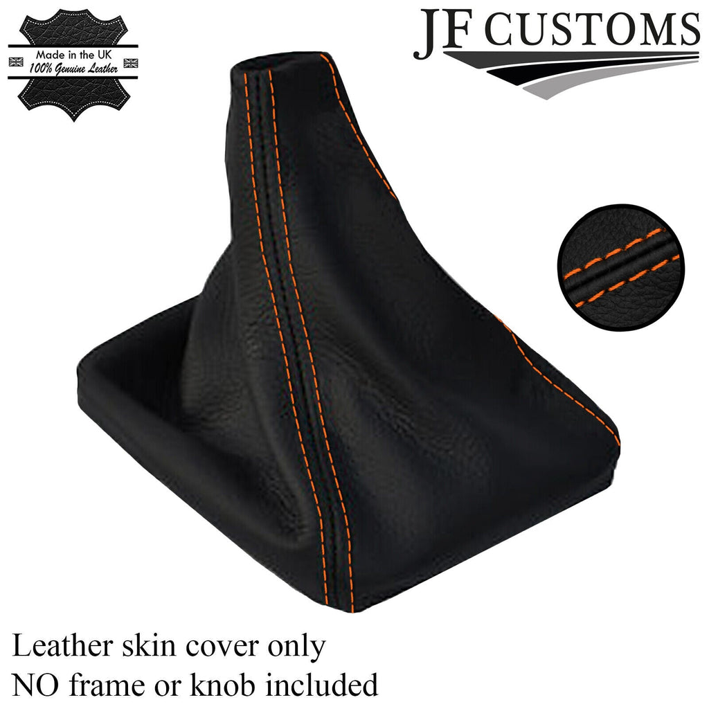 FITS TRANSIT MK7 06-14 BLACK LEATHER GEAR GAITER orange stitch CUSTOM NEW