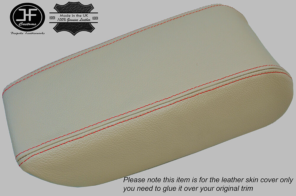 RED STITCHING BEIGE LEATHER ARMREST COVER FITS MG MGR V8 1992-1995 CUSTOM NEW
