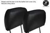 BLACK STICH 2X FRONT HEADREST SKIN COVERS FITS FORD FIESTA MK6 MK7 02-08 5 DOOR
