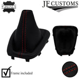 D RED STITCH LEATHER MANUAL GEAR COVER+PLASTIC FRAME FOR KIA PICANTO 17-21 5DR