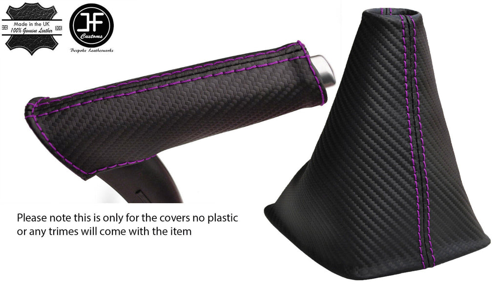 PURPLE STITCH CARBON VINYL GEAR & HANDBRAKE HANDLE COVER FITS AUDI A3 8P 04-12