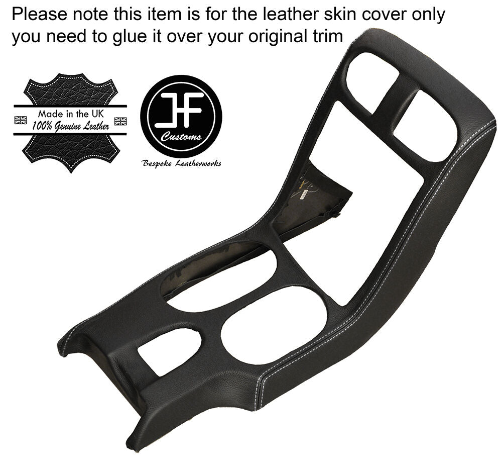 WHITE STITCH CONSOLE SHIFT BEZEL SURROUND LEATHER COVER FITS CORVETTE C6 05-13