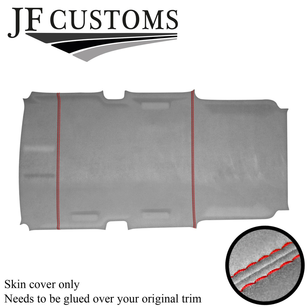 RED STITCH L GREY LUXE-SUEDE HEADLINER COVER FOR HUMMER H3 05-11 STYLE 1