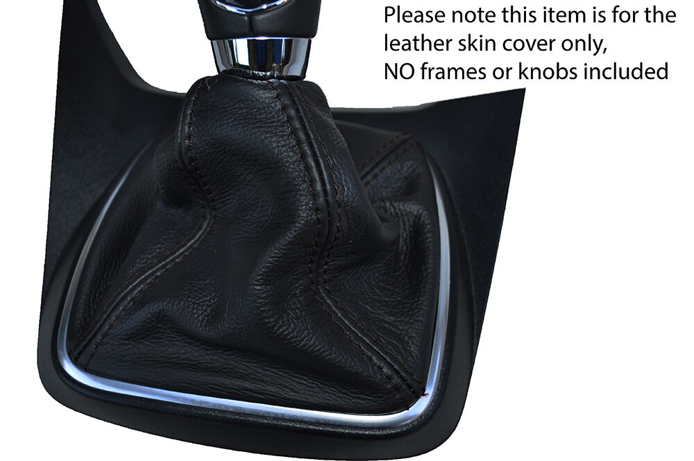 BLACK STITCH MANUAL LEATHER SKIN GEAR GAITER FITS FORD GRAND C MAX C-MAX 11-15