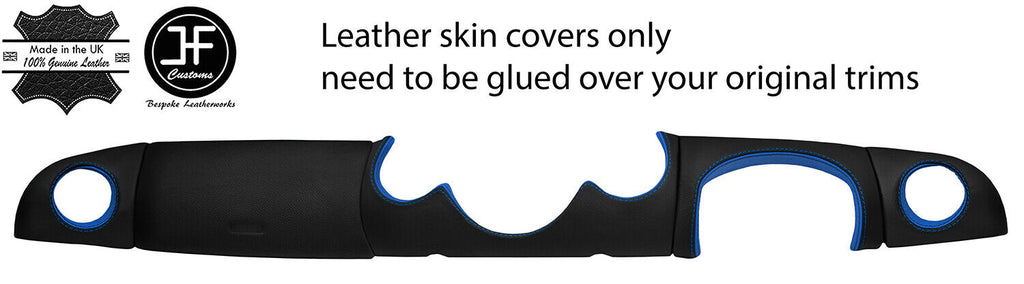 BLACK & BLUE 5 PIECE DASH KIT LTHR COVERS FOR BMW MINI ONE COOPER S 00-04 DSG2