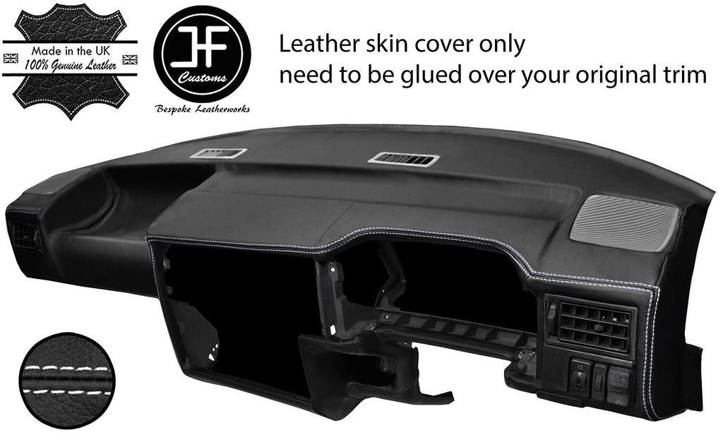 WHITE STITCH DASH DASHBOARD REAL LEATHER COVER FITS VW T4 TRANSPORTER STYLE 2