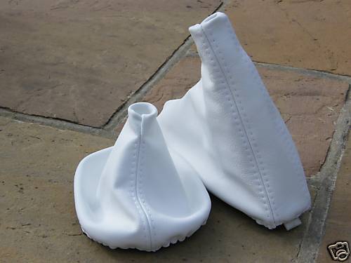 FITS BMW E46 WHITE LEATHER SET GEAR & HANDBRAKE GAITER 98-04 CUSTOM NEW