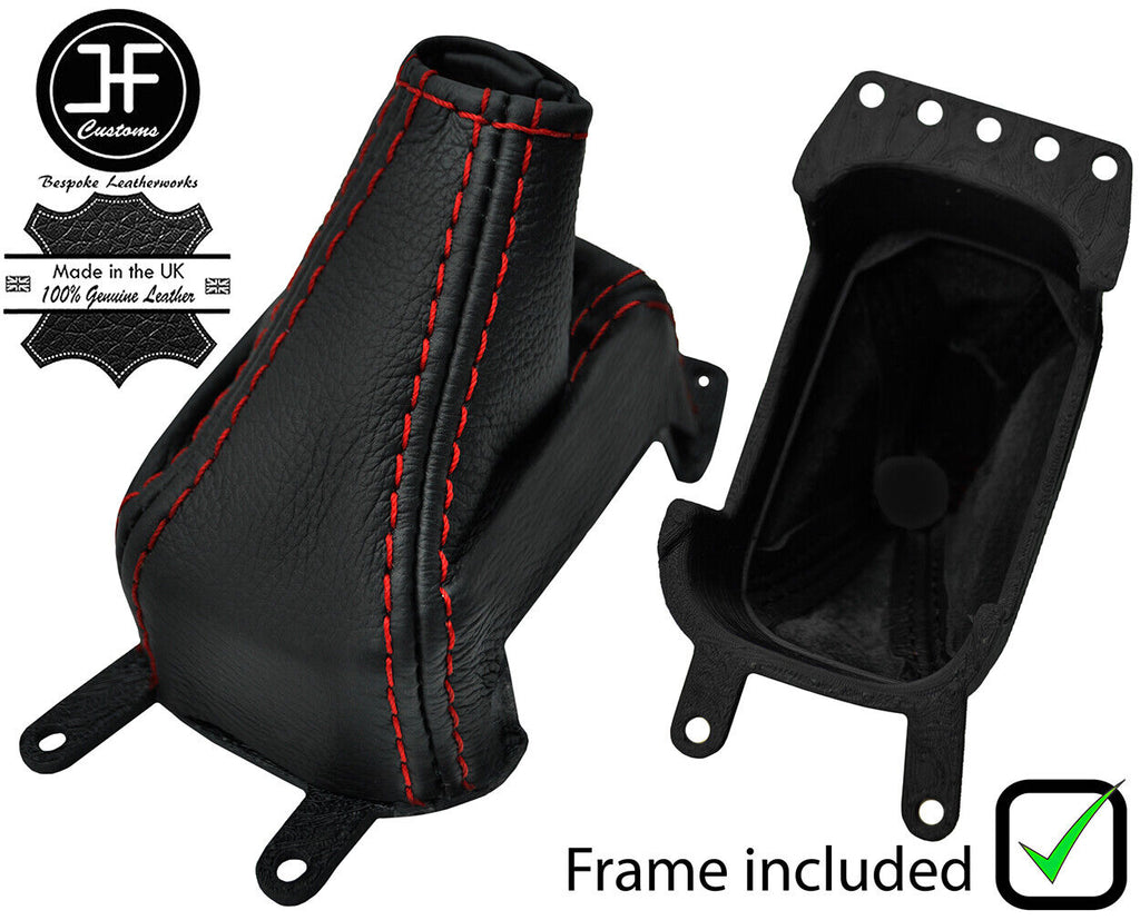 RED STITCH LEATHER AUTO GEAR + PLASTIC FRAME FOR PEUGEOT 4007 2007-2015