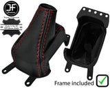 RED STITCH LEATHER AUTO GEAR + PLASTIC FRAME FOR PEUGEOT 4007 2007-2015