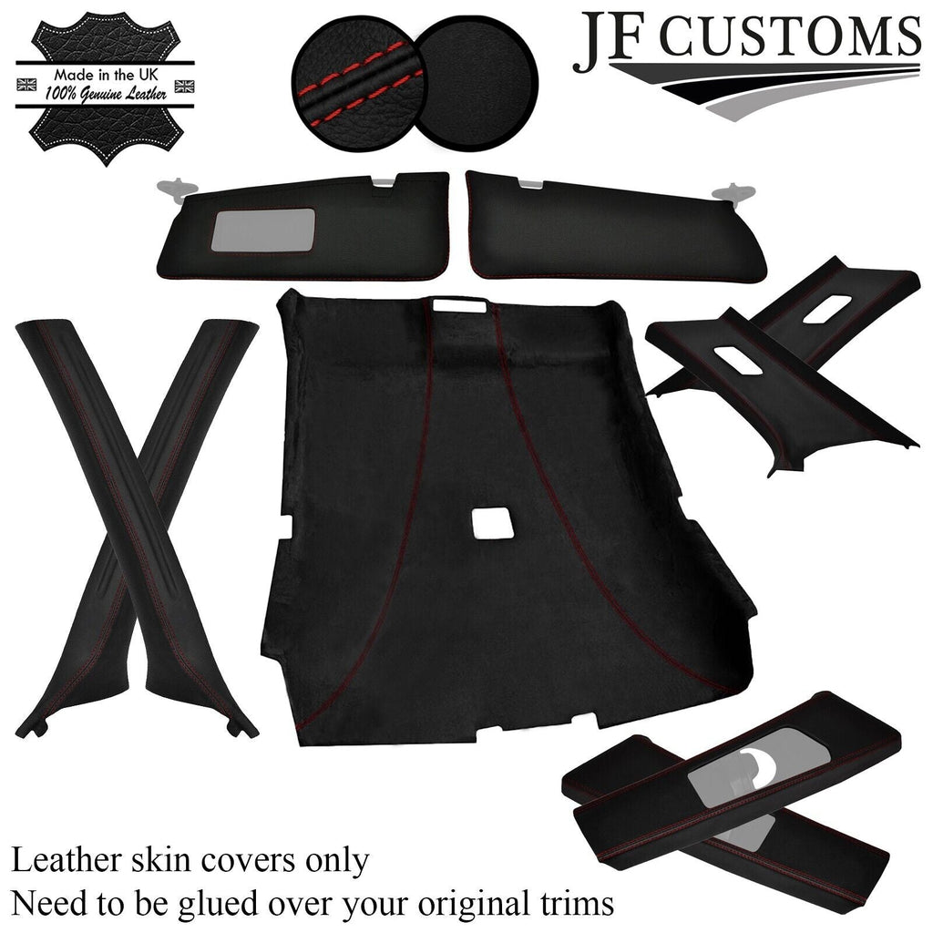 D RED STITCH LEATHER & SUEDE TOP RECOVERY KIT COVERS FOR BMW E46 COUPE 98-04