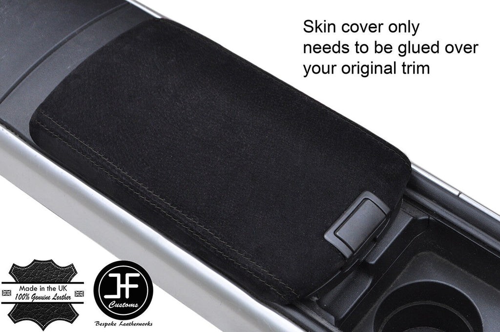 BLACK STITCHING REAL SUEDE FRONT ARMREST COVER FITS MAZDA RX8 2003-2012