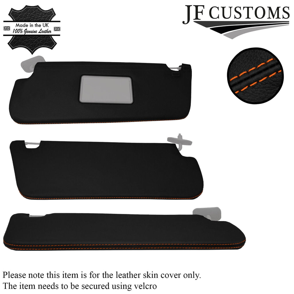 ORANGE STITCHING 2X SUN VISORS LEATHER COVERS FITS FORD TRANSIT CUSTOM MK8 13-17
