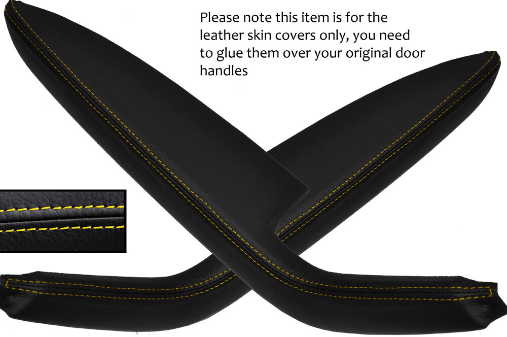 YELLOW STITCH 2X REAR DOOR HANDLE ARMREST COVER FITS AUDI A3 8P RS3 S3 04-12 5DR