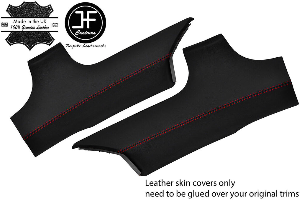 RED STITCH 2X REAR C  PILLAR REAL LEATHER COVERS FITS AUDI TT MK1 98-06 COUPE