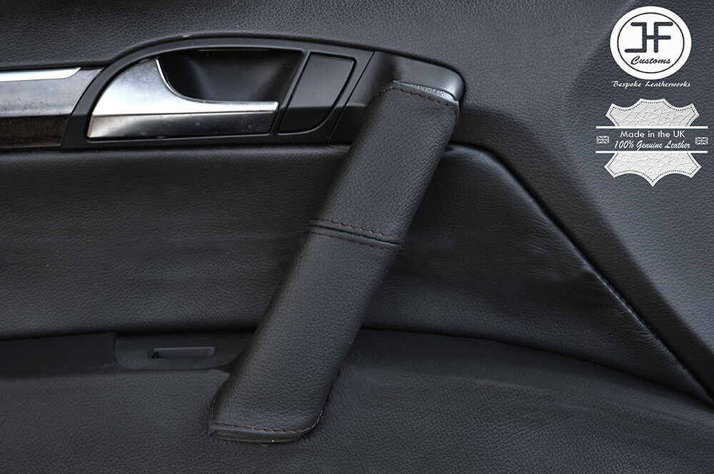 BLACK STITCH 1X PASSENGER DOOR HANDLE LEATHER COVER FITS AUDI Q7 4L 2006-2015