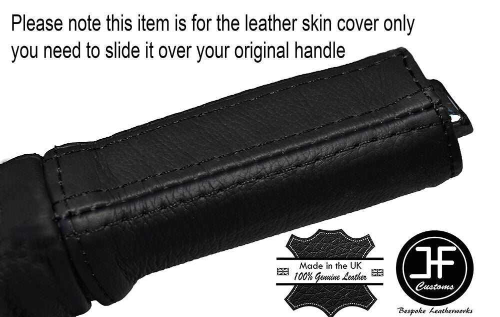 BLACK & BLACK HANDBRAKE HANDLE LEATHER COVER FITS VAUXHALL OPEL CORSA E 2014-17