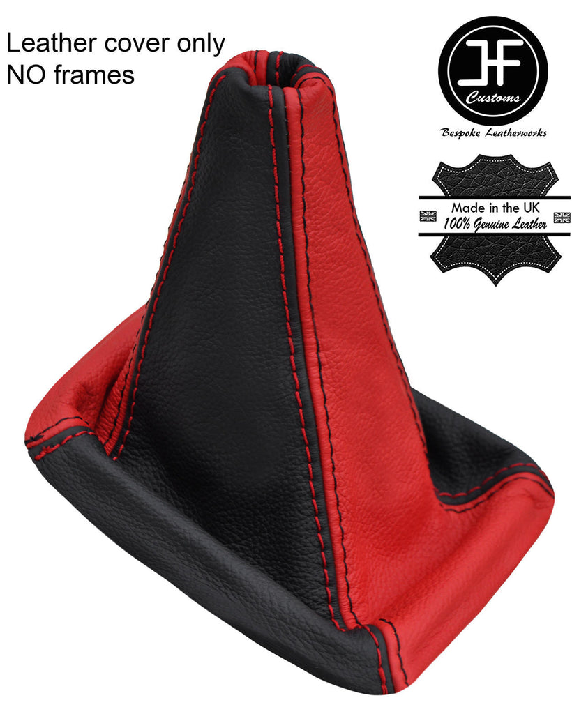 BLACK & RED REAL LEATHER GEAR GAITER FITS MITSUBISHI LANCER EVO 4 5 6 IV V VI