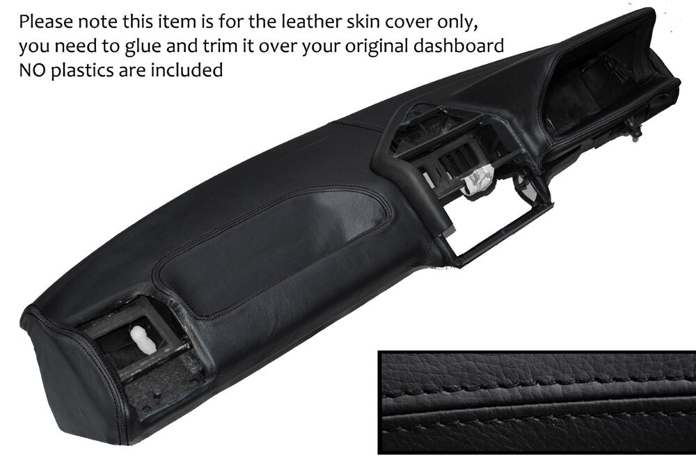 BLACK STITCH DASH DASHBOARD LEATHER SKIN COVER FITS PEUGEOT 205 MK2 1988-1994