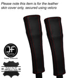 RED STITCH 2X SEAT BELT STALK REAL LEATHER COVERS FITS TESLA MODEL S 85 12-16