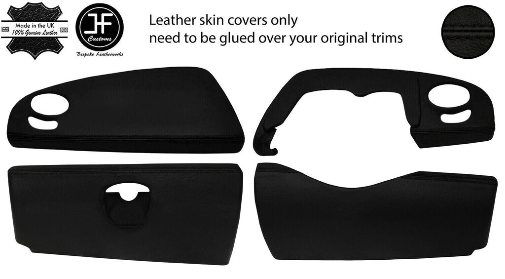 BLACK STITCH 4 PIECE DASHBOARD TRIM KIT LEATHER COVER FOR SMART ROADSTER 452