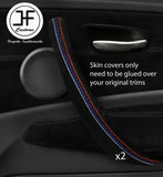 TRI STITCH 2X FRONT DOOR HANDLE TRIM SUEDE COVER FOR BMW 1 E87 04-12 DSG2