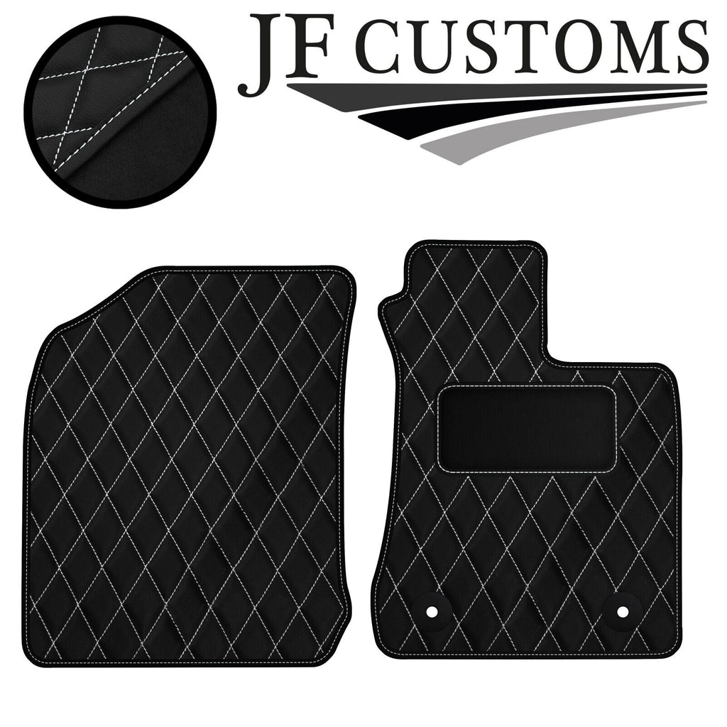 WHITE DIAMOND STITCH VINYL 2X TAILORED FLOOR CARPET FOR TOYOTA HILUX 11-17 JF1