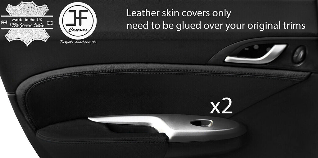 BLACK & BLACK 2X REAR DOOR CARD TRIM LEATHER COVER FOR HONDA CIVIC 06-12 5 DOOR