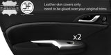 BLACK & BLACK 2X REAR DOOR CARD TRIM LEATHER COVER FOR HONDA CIVIC 06-12 5 DOOR