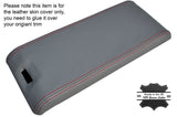RED STITCH ARMREST LID GREY LEATHER COVER FITS MERCEDES SL CLASS R129 89-02