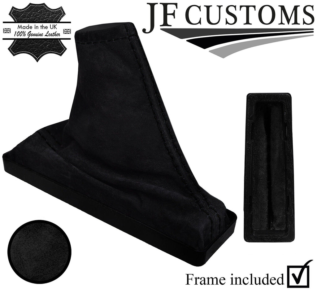 BLACK STITCH ITALIAN SUEDE HANDBRAKE GAITER+FRAME FITS RANGE ROVER P38 95-02