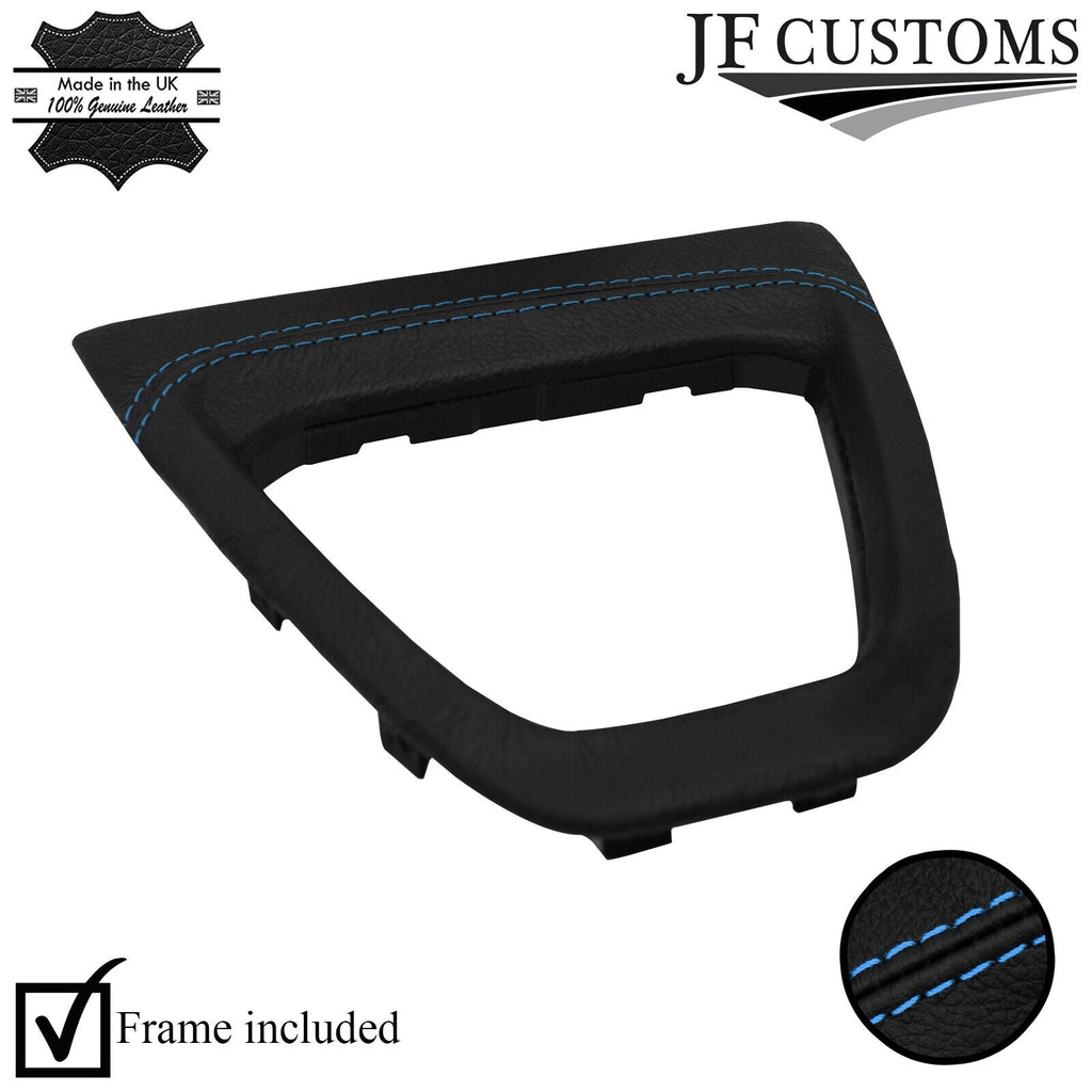L BLUE STITCH LEATHER GEAR SURROUND COVER + FRAME FITS VAUXHALL VIVARO 19-22