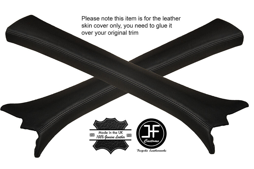 BLACK STITCH 2X A POST PILLAR LEATHER COVERS FITS MERCEDES C CLASS W204 07-14